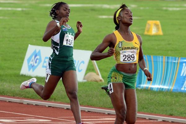 Jamaica's Nataliah Whyte wins the girls' under 17 200m at the 2013 Carifta Games (Anthony Foster)