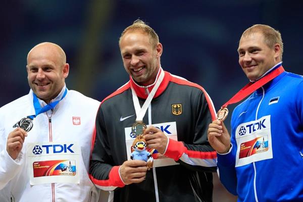 Mens Discus Throw Medal Ceremony at the IAAFWorld Championships Moscow 2013 (Getty Images)