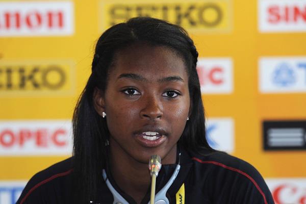 US sprinter Ariana Washington at the 2013 World Youth Championships press conference (Getty Images)