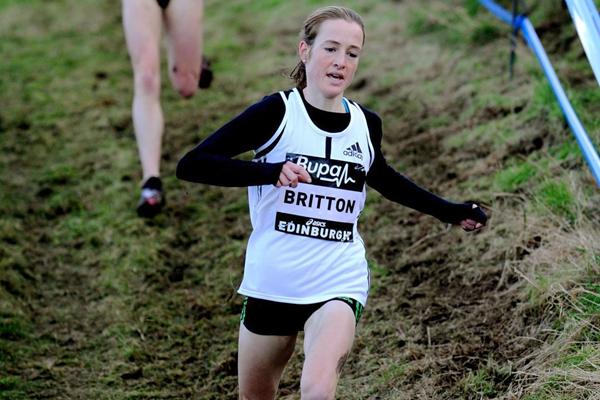 Ireland's Fionnuala Britton en route to her 6Km team race win in Edinburgh (Mark Shearman)