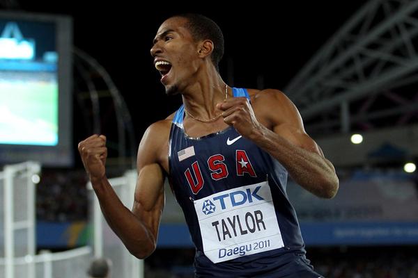 Christian Taylor of the USA celebrates victory in the men's triple jump final (Getty Images )