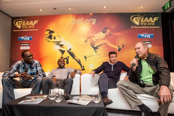 David Rudisha, Wilson Kipketer, Sebastian Coe and Alberto Juantorena in Barcelona (Philippe Fitte)