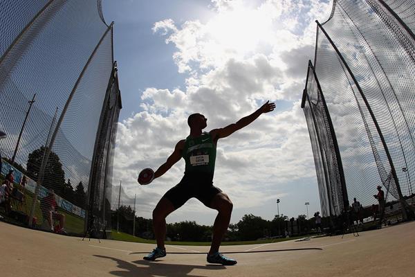 Ashton Eaton in the Decathlon Discus at the 2013 US Championships (Getty Images)
