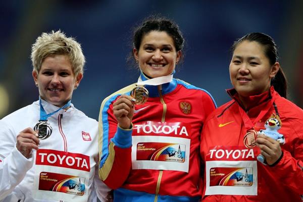 Womens Hammer Throw Medal Ceremony at the IAAF World Athletics Championships Moscow 2013 (Getty Images)