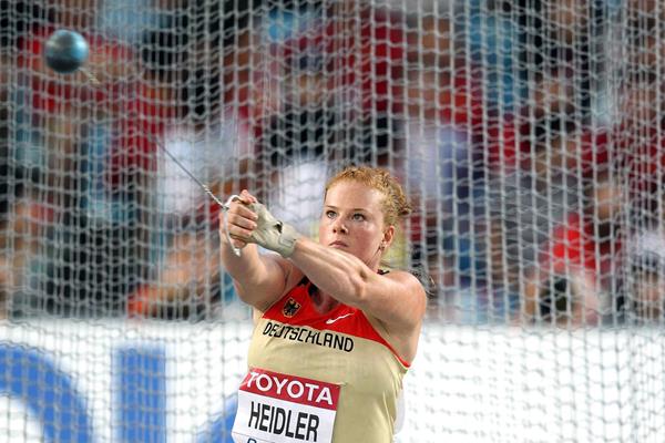 Betty Heidler of Germany going for second place in the women's hammer throw final (Getty Images)