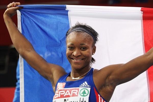 Antoinette Nana Djimou Ida after her dramatic Pentathlon victory in Paris (Getty Images)