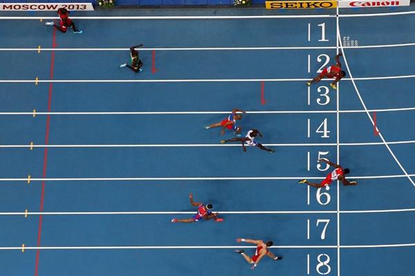 Action shot in the mens 400m Hurdles at the IAAF World Athletics Championships Moscow 2013 (Getty Images)