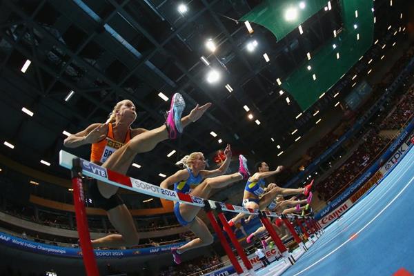 The women's pentathlon 60m hurdles at the 2014 IAAF World Indoor Championships in Sopot (Getty Images)