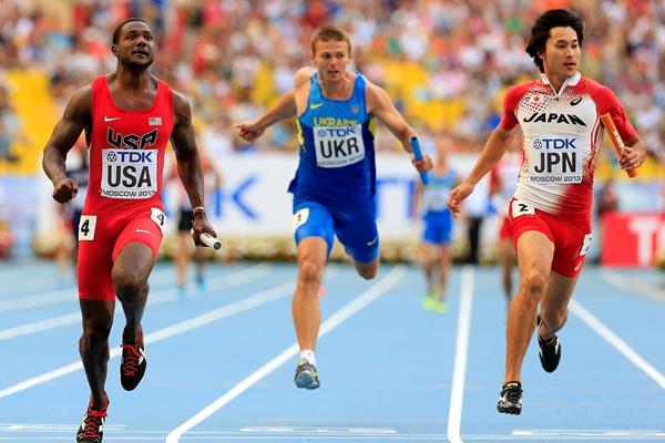 Justin Gatlin in the mens 4x100m Relay at the IAAF World Championships Moscow 2013 (Getty Images)