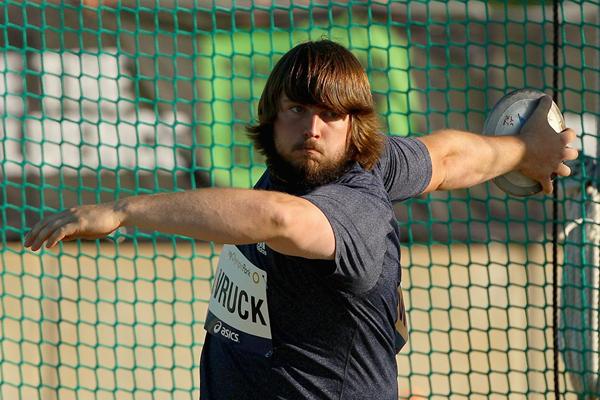 Julian Wruck on his way to winning the Discus title at the Australian Championships (Getty Images)