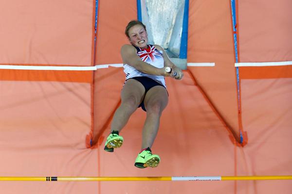 Britain's Holly Bleasdale wins the Pole Vault at the European Indoor Championships in Gothenburg (Getty Images)
