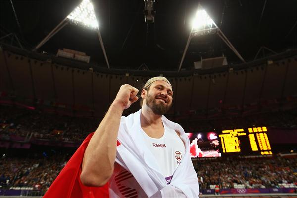 Tomasz Majewski of Poland celebrates victory in the Men's Shot Put Final on Day 7 of the London 2012 Olympic Games at Olympic Stadium on August 3, 2012 (Getty Images)