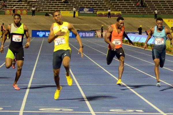 Warren Weir (second left) winning the 200m at the 2013 Jamaican Championships (Anthony Foster)