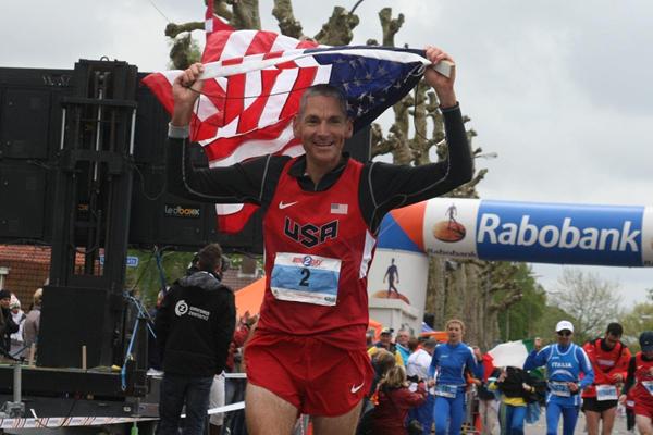 USA's Jon Olsen after winning the 2013 IAU 24 Hour World Championships (IAU)