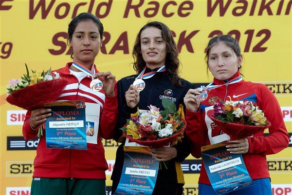 The women's junior podium: Sandra Arenas, Alejandra Ortega and Nadsezhda Leontyeva (Getty Images)