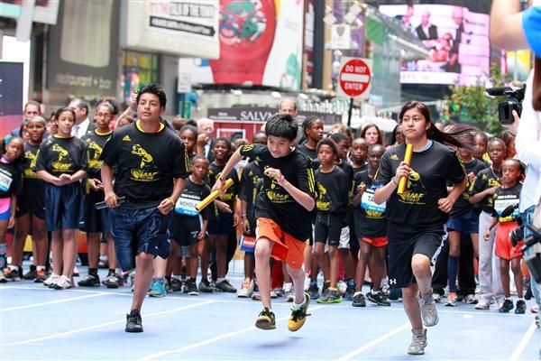 Taking to the streets in New York to celebrate the IAAF Centenary (Victah Sailer)