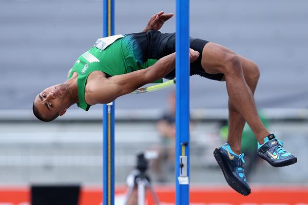 Ashton Eaton in the Decathlon High Jump at the 2013 US Championships (Getty Images)
