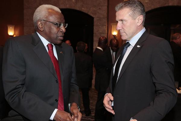 President Lamine Diack and Vice-President Sergey Bubka at the IAAF Council Meeting in Barcelona ()