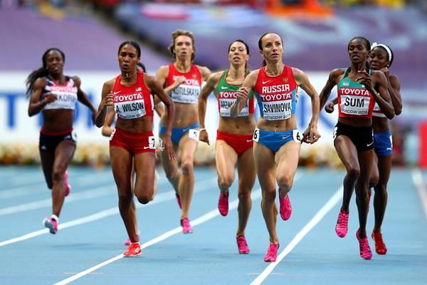 Action shot in the womens 800m semi-finals at the IAAF World Athletics Championships Moscow 2013 (Getty Images)