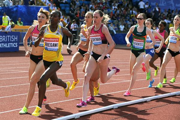 Abeba Aregawi on her way to winning the 1500m at the Birmingham Diamond League (Mark Shearman)