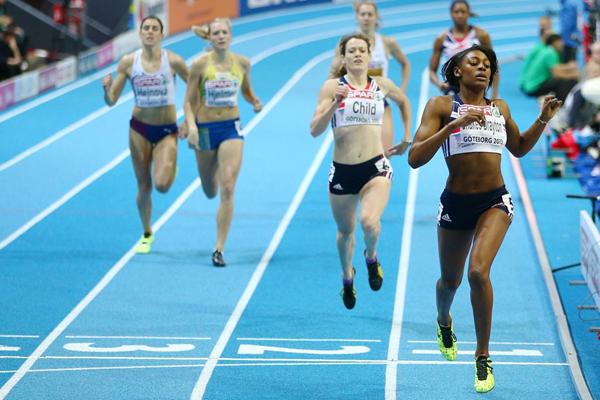 Perri Shakes-Drayton runs a world-leading 50.85 to win the European indoor 400m title (Getty Images)