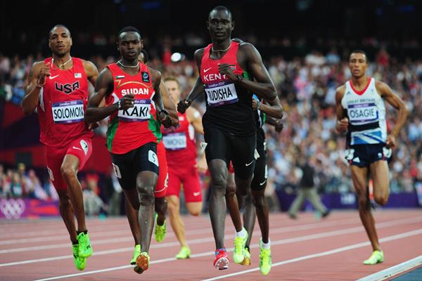 David Rudisha leads Duane Solomon, Abubaker Kaki and Andrew Osagie to win gold and set a World record in the 800m at the London 2012 Olympics (Getty Images)