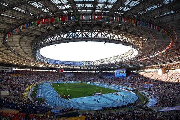 General view of the Luzhniki Stadium during the women's 4x400m final at the 2013 IAAF World Championships in Moscow (Getty Images)