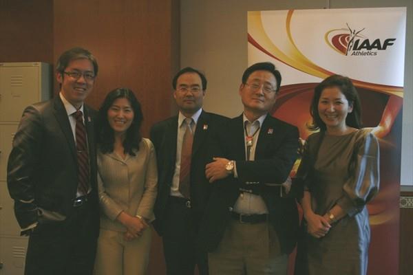 Members of the Daegu 2011 LOC team in Doha (Bob Ramsak)