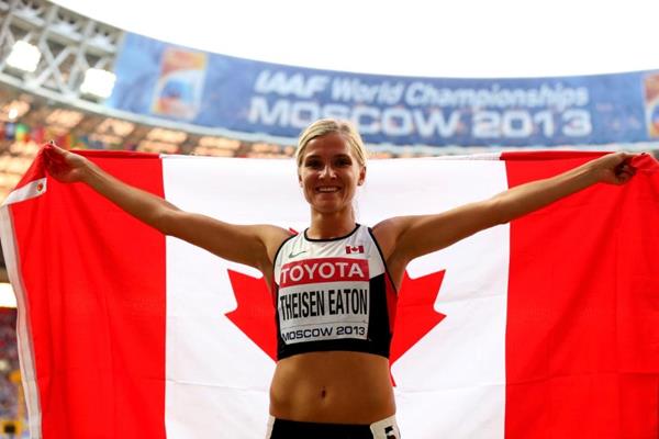 Brianne Theisen Eaton in the womens Heptathlon at the IAAF World Athletics Championships Moscow 2013 (Getty Images)