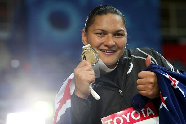 Valerie Adams in the womens Shot Put Medal Ceremony at the IAAF World Athletics Championships Moscow 2013 (Getty Images)