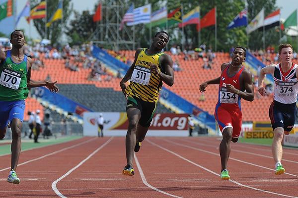 Michael O'Hara in the boys 200m at the IAAF World Championships 2013 (Getty Images)