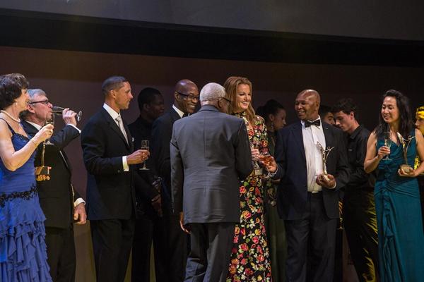 Inaugural IAAF Hall of Fame members and IAAF President Lamine Diack at the IAAF Centenary Gala in Barcelona (Philippe Fitte)