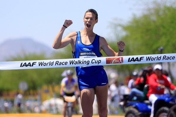 Matej Toth of Slovakia wins the 50km race walk in Chihuahua, Mexico (Getty Images)