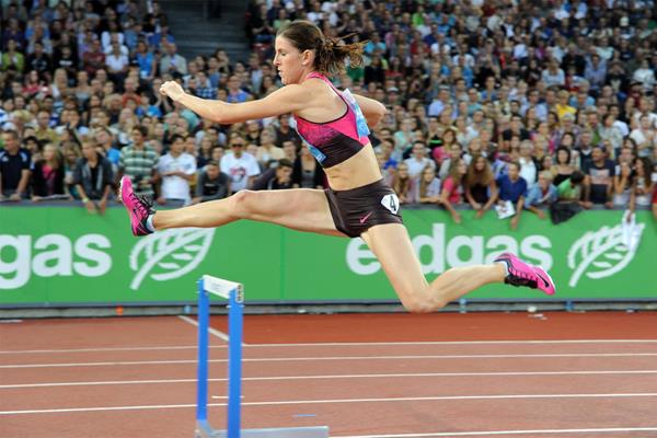400m Hurdles winner Zuzana Hejnova at the 2013 IAAF Diamond League meeting in Zurich (Jiro Mochizuki)