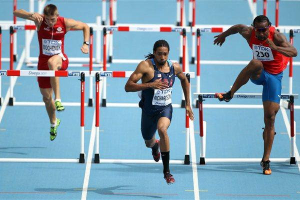 Jason Richardson of the US in the heats of the 110m Hurdles (Getty Images )
