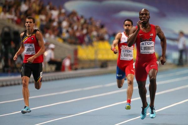 LaShawn Merritt in the mens 400m Final at the IAAF World Athletics Championships Moscow 2013 (Getty Images)