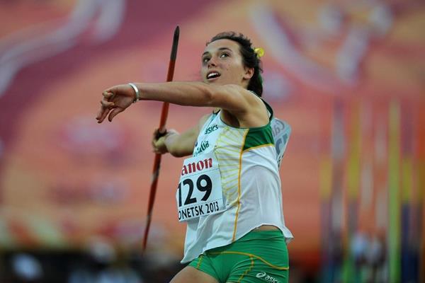 Mackenzie Little in the girls Javelin Throw Final at the IAAF World Youth Championships 2013 (Getty Images)