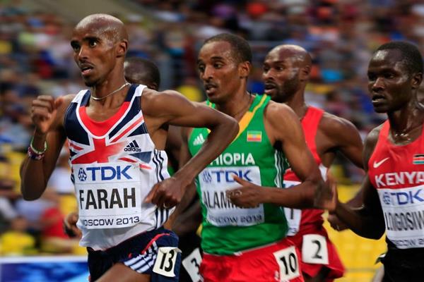Mo Farah in the mens 5000m at the IAAF World Athletics Championships Moscow 2013 (Getty Images)
