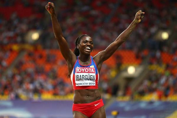 Caterine Ibarguen in the womens Triple Jump at the AAF World Athletics Championships Moscow 2013 (Getty Images)
