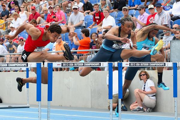Ryan Wilson on his way to defeating Aries Merritt at the 2013 US Championships (Getty Images)