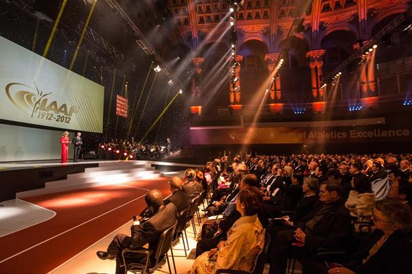 Presenters and audience at the IAAF Centenary Gala in Barcelona (Philippe Fitte)