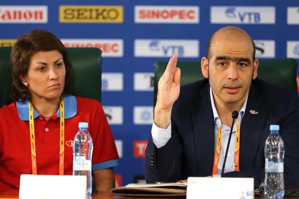 The IAAF Ambassadors Press Conference: Tatyana Lebedeva and Esser Gabriel (Getty Images)