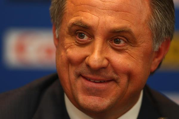Russian Sports Minister Vitaly Mutko at the press conference after the IAAF Congress (Getty Images)