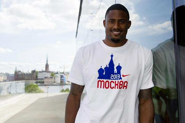 David Oliver at the pre-event press conference ahead of the 2013 IAAF Diamond League meeting in Stockholm (Anders and Hasse Sjogren)