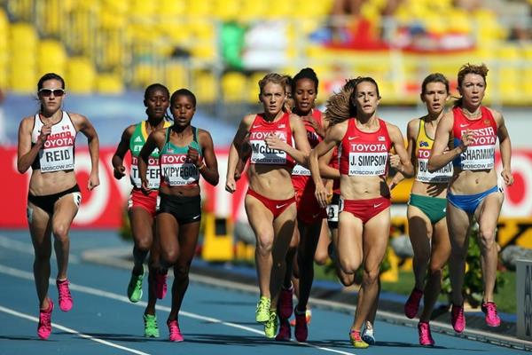 Action shot Jenny Simpson in the womens 1500m at the IAAF World Athletics Championships Moscow 2013 (Getty Images)