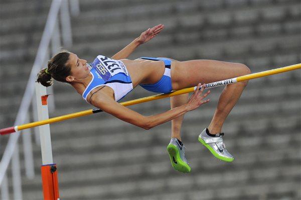Alessia Trost of Italy competes for winning the gold medal on the Women's High Jump Final on day six of the 14th IAAF World Junior Championships in Barcelona on 15 July 2012 (Getty Images)