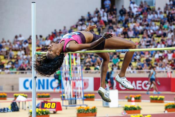 Brigetta Barrett, winner of the High Jump at the 2013 Monaco Diamond League (Philippe Fitte)