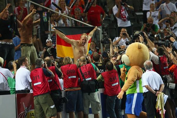 Germany's Robert Harting winning a gold medal in front of a home crowd in the Berlin Olympic Stadium (Getty Images)