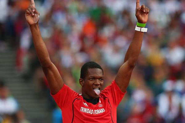 Keshorn Walcott of Trinidad and Tobago celebrates as he won the  Men's Javelin Throw Final  of the London 2012 Olympic Games on 11 August 2012  (Getty Images)