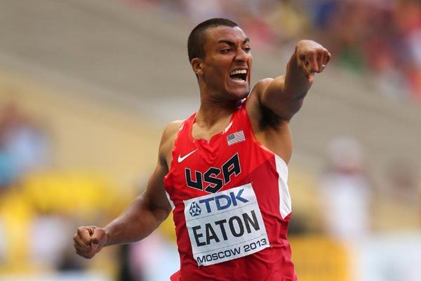 Ashton Eaton in the mens Decathlon 400m at the IAAF World Athletics Championships Moscow 2013 (Getty Images)